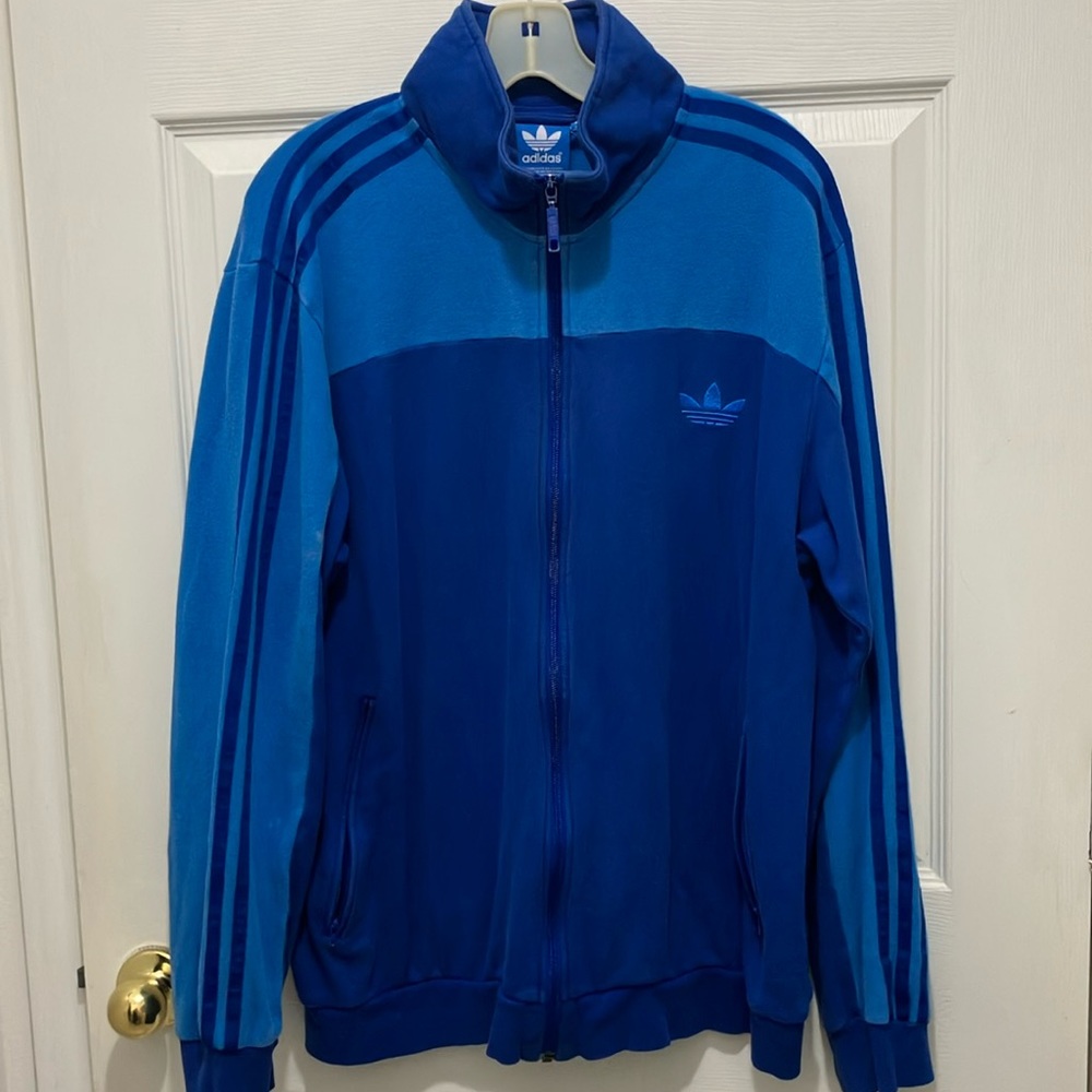 Adidas Track Jacket sweatshirt warmup jogging exercise full zipper soccer EUC